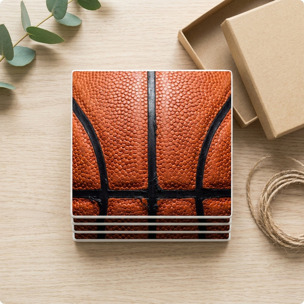 Basketball Texture ceramic coasters set of 4, gift set