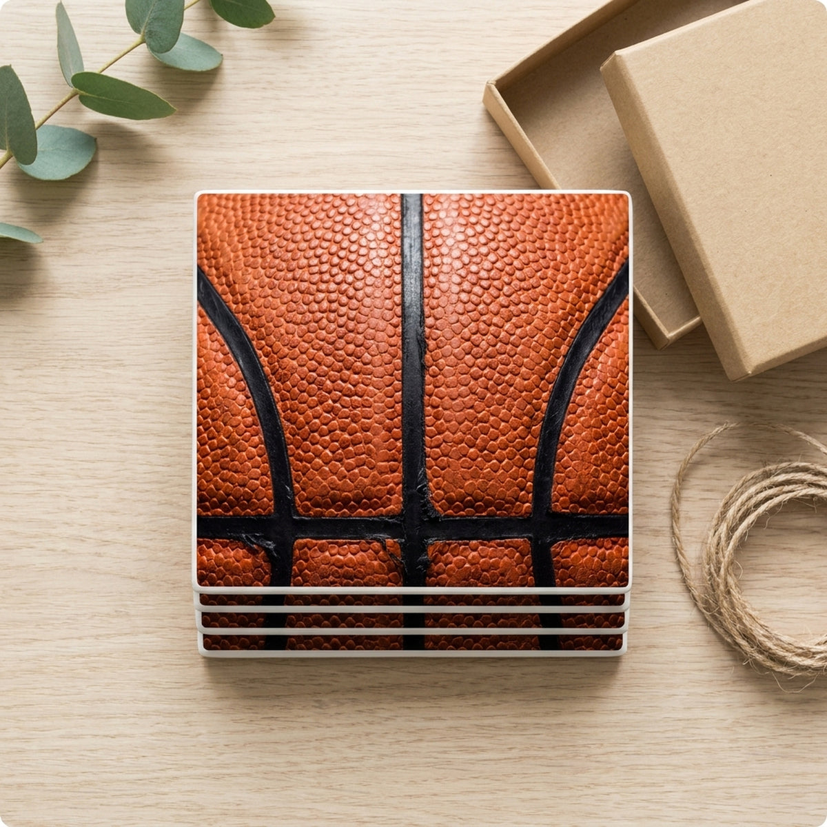Basketball Texture ceramic coasters set of 4, gift set