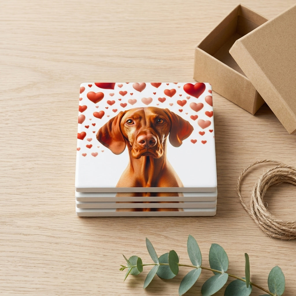 Vizsla ceramic coasters set of 4, gift set