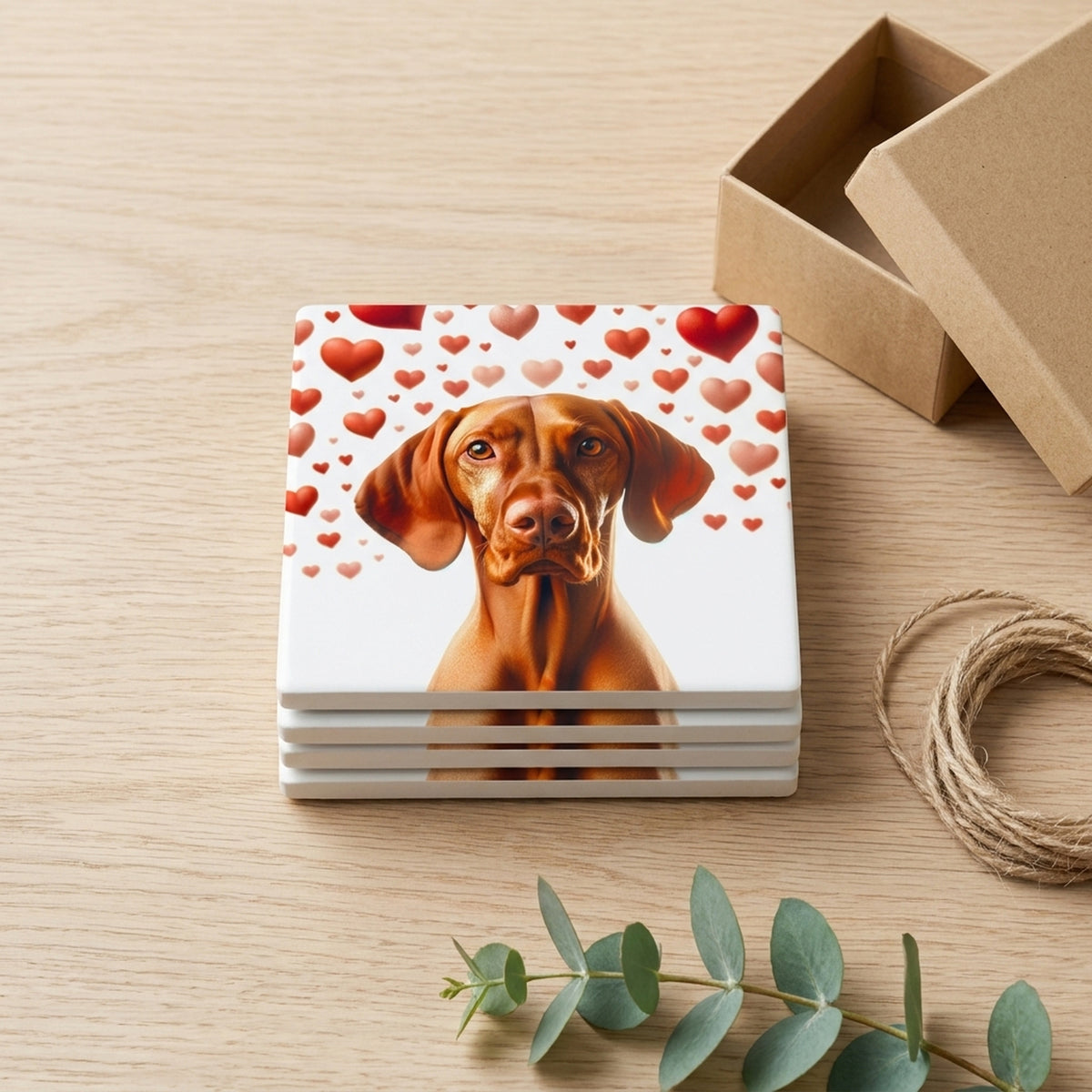 Vizsla ceramic coasters set of 4, gift set