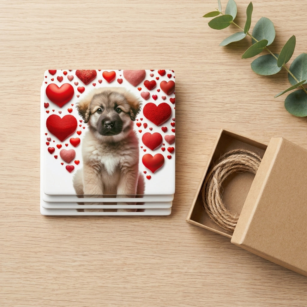 Leonberger ceramic coasters set of 4, gift set