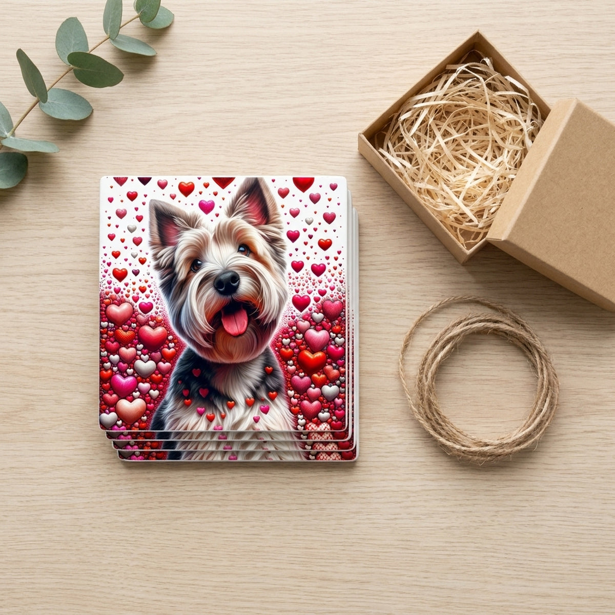 Yorkshire Terrier ceramic coasters set of 4, gift set