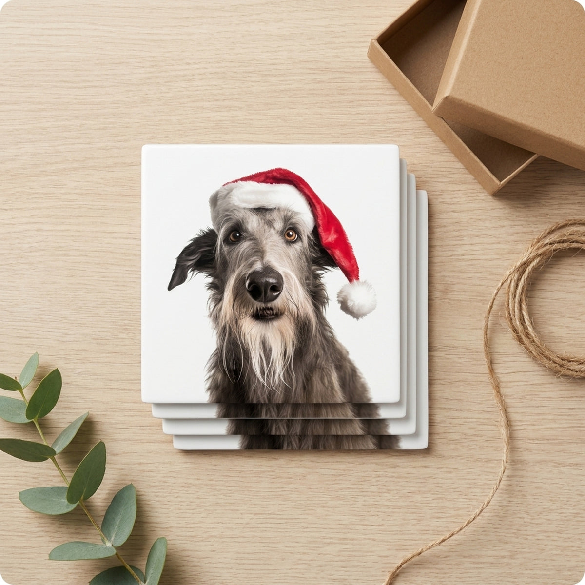 Scottish Deerhound ceramic coasters set of 4, gift set
