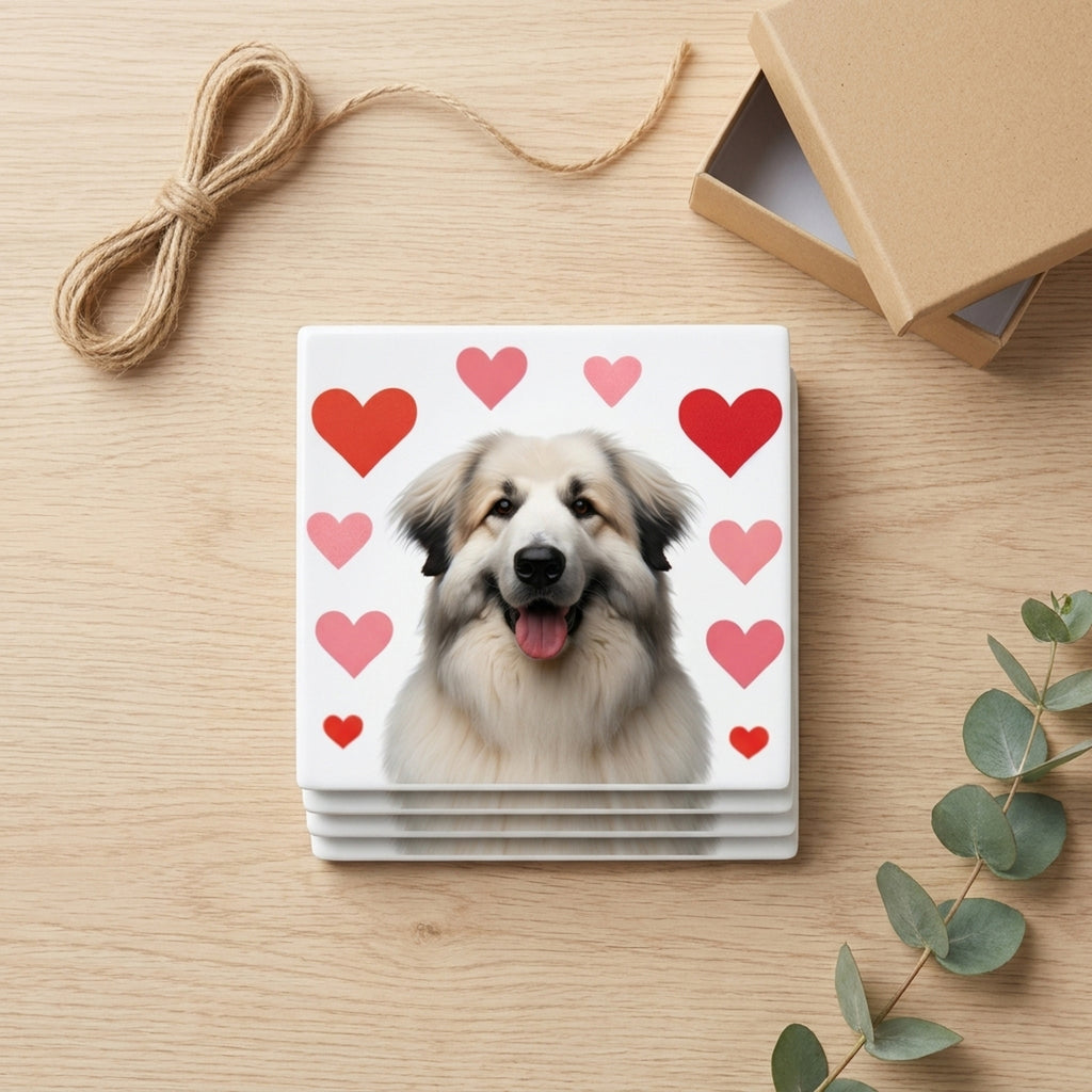 Great Pyrenees ceramic coasters set of 4, gift set