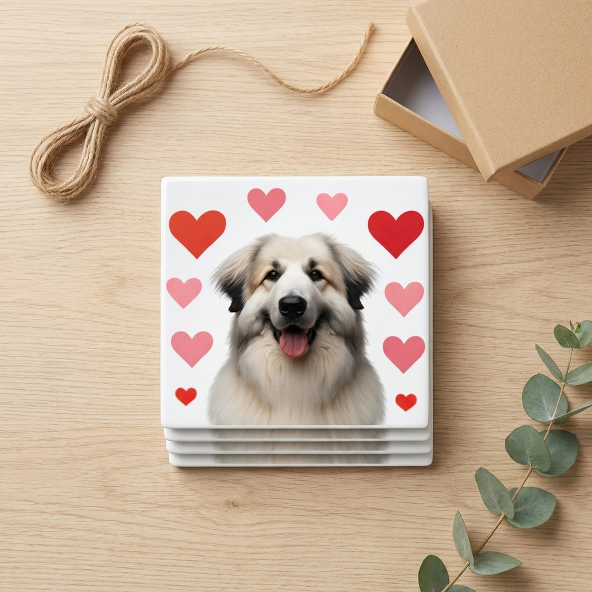 Great Pyrenees ceramic coasters set of 4, gift set