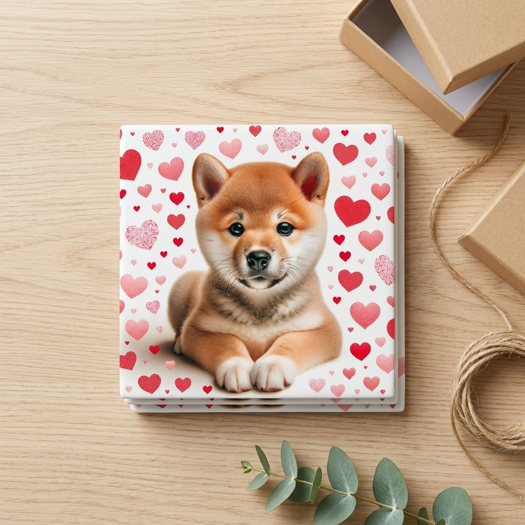 Shiba Inu ceramic coasters set of 4, gift set