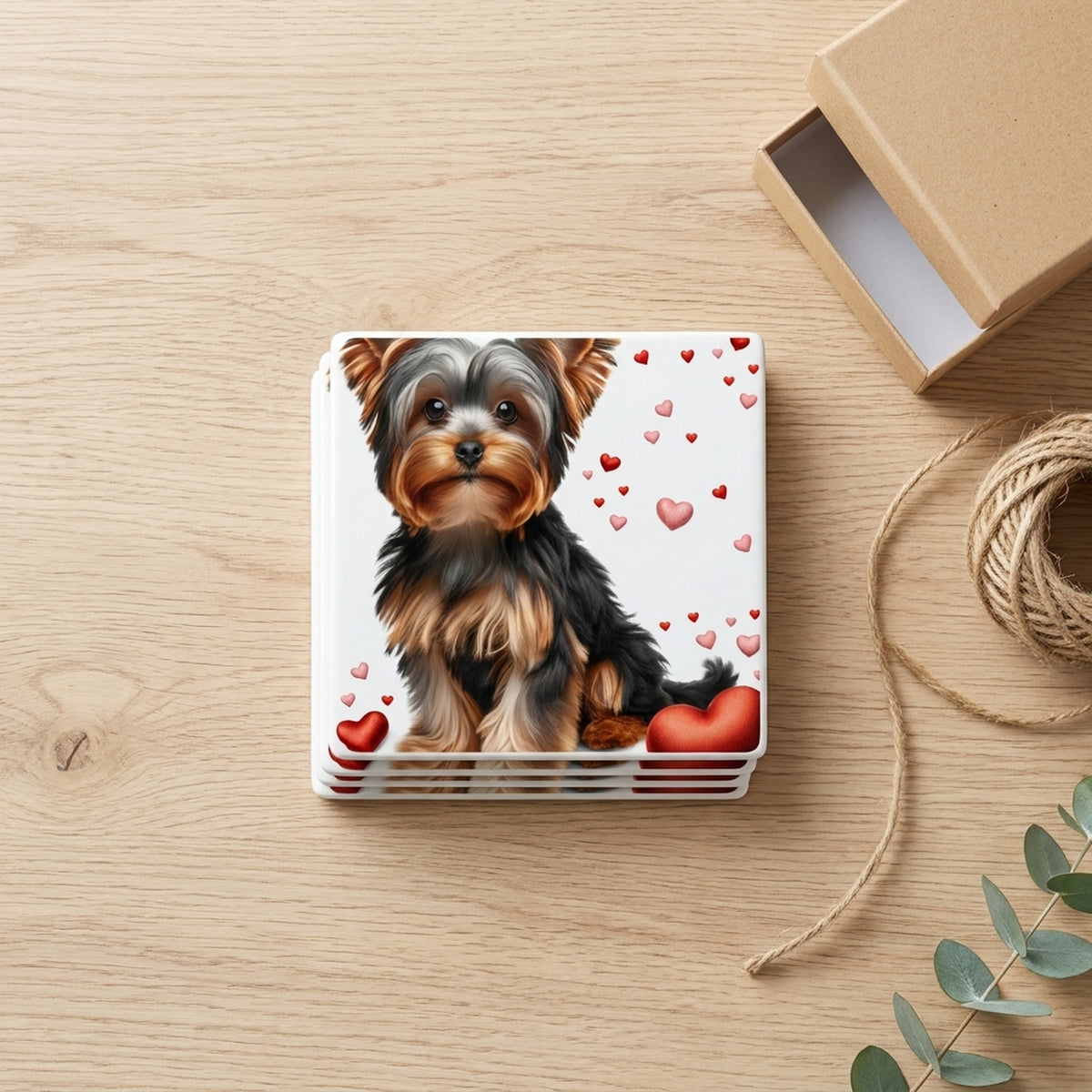 Yorkshire Terrier ceramic coasters set of 4, gift set