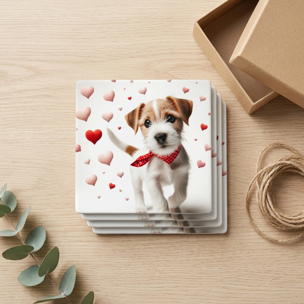 Jack Russell Terrier ceramic coasters set of 4, gift set
