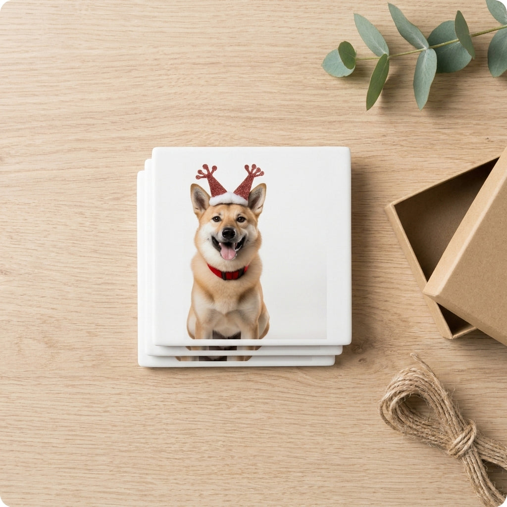Norwegian Buhund ceramic coasters set of 4, gift set