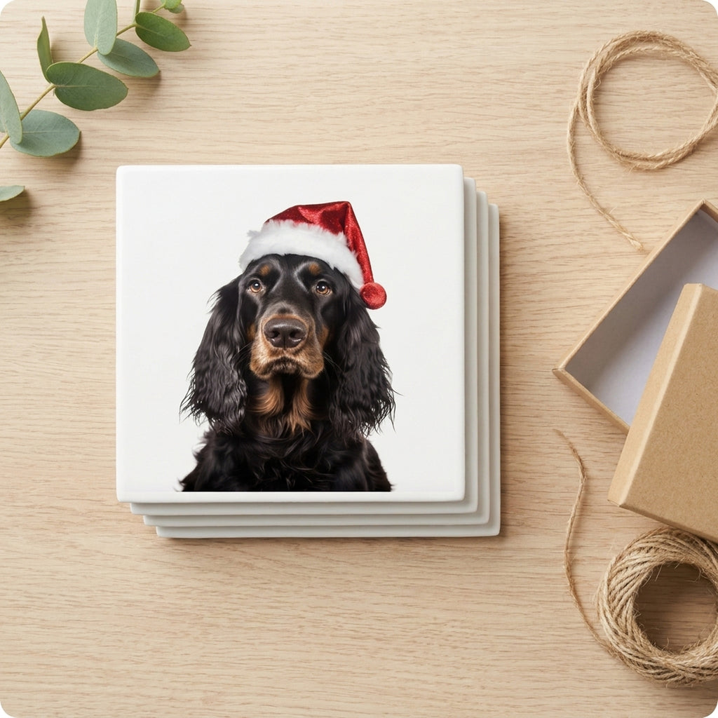 Gordon Setter ceramic coasters set of 4, gift set