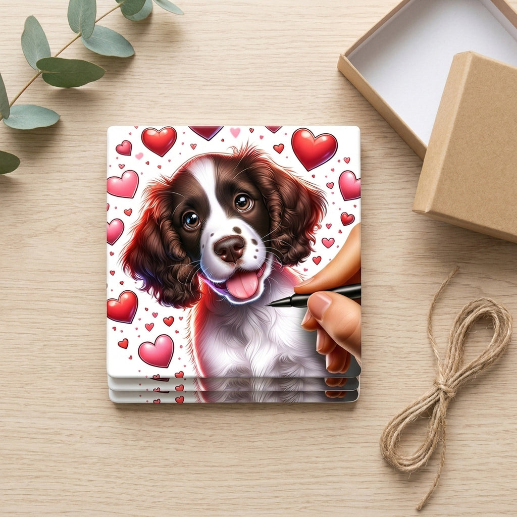 English Springer Spaniel ceramic coasters set of 4, gift set