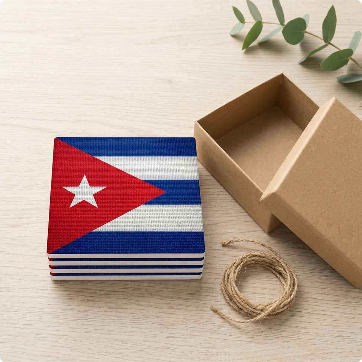 Cuba Flag Pride ceramic coasters set of 4, gift set