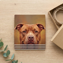 Pit Bull Portrait ceramic coasters set of 4, gift set
