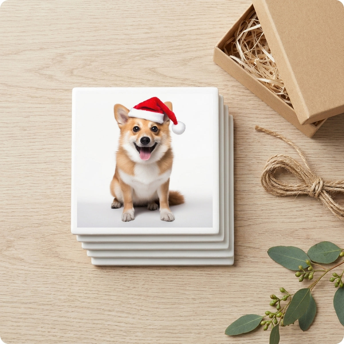 Norwegian Lundehund ceramic coasters set of 4, gift set