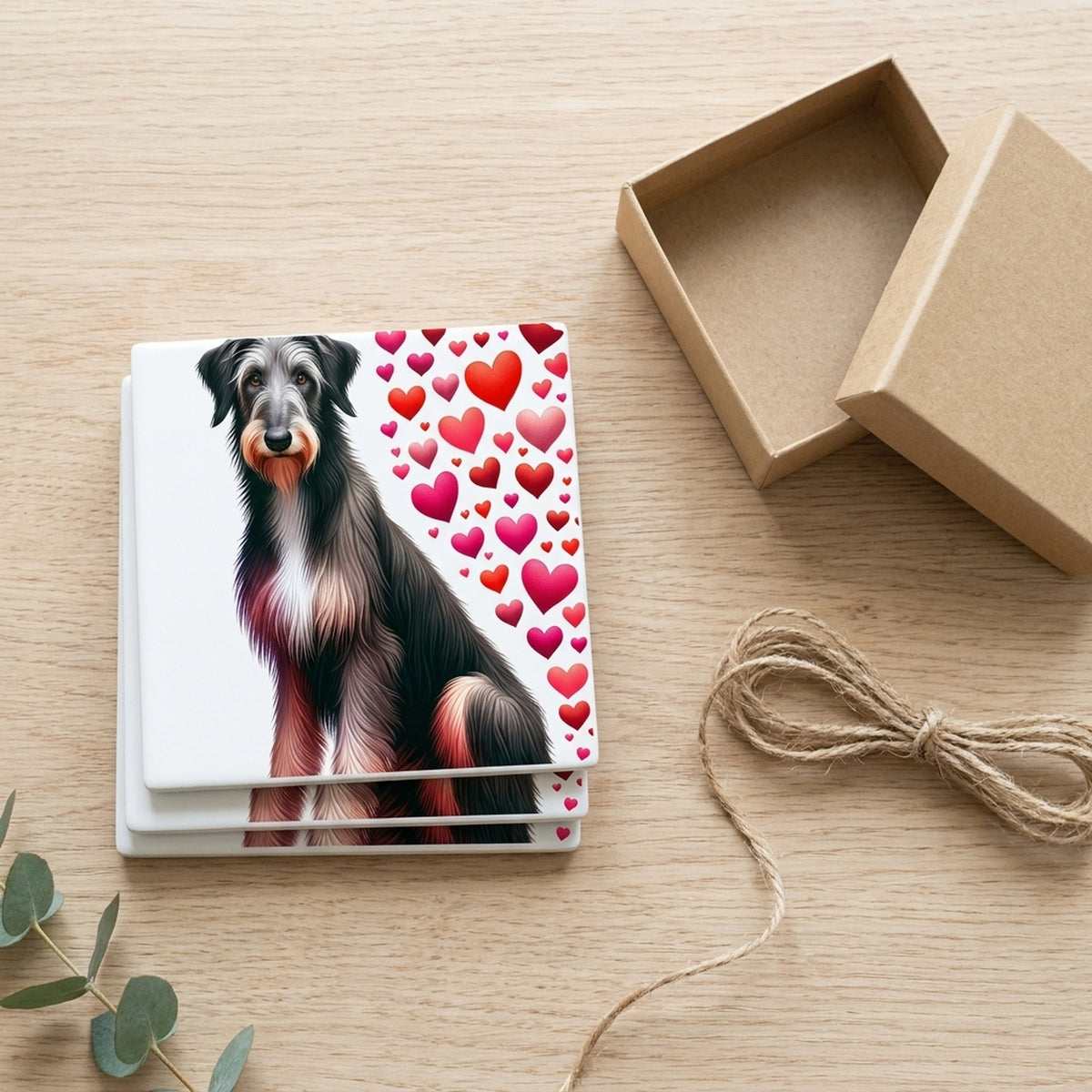 Scottish Deerhound ceramic coasters set of 4, gift set