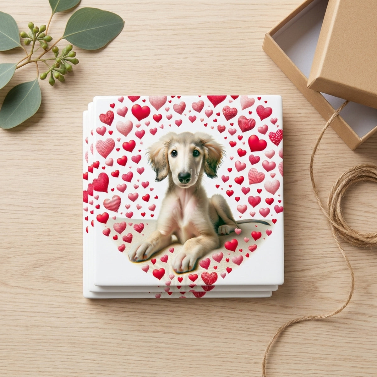 Saluki ceramic coasters set of 4, gift set