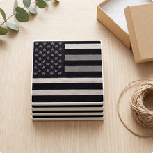 Black & White American Flag ceramic coasters set of 4, gift set