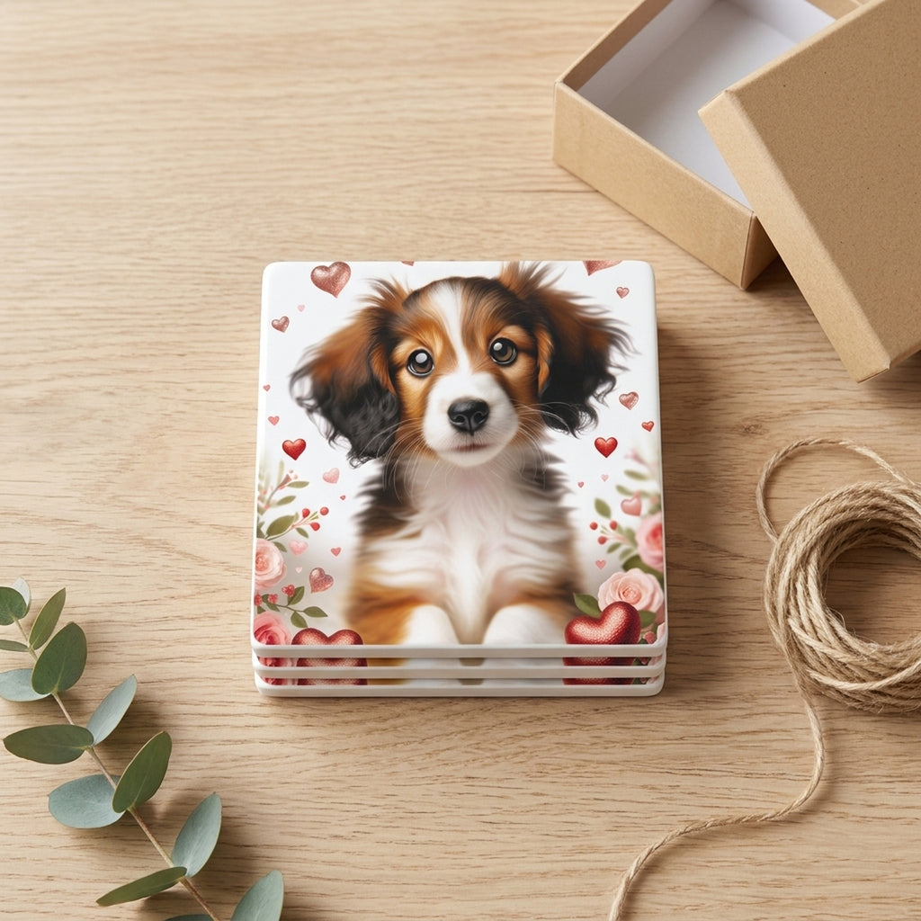 Cavalier King Charles Spaniel ceramic coasters set of 4, gift set