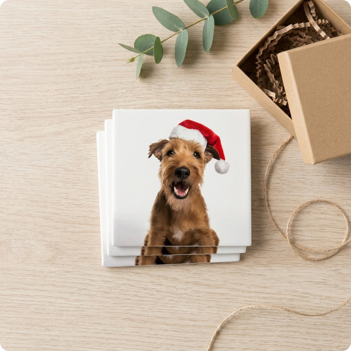 Irish Terrier ceramic coasters set of 4, gift set
