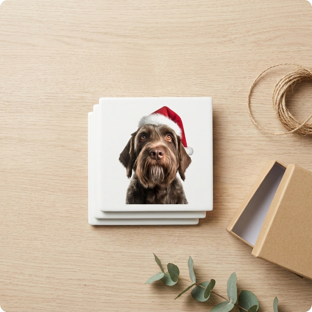 Wirehaired Pointing Griffon ceramic coasters set of 4, gift set