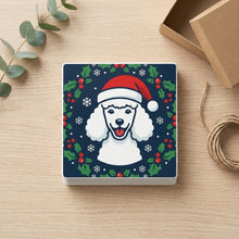 Poodle Christmas Ornament Art ceramic coasters set of 4, gift set