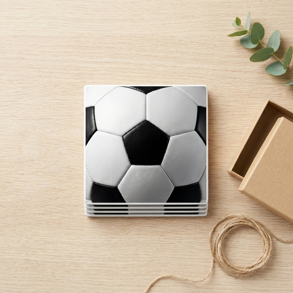 Soccer Ball ceramic coasters set of 4, gift set