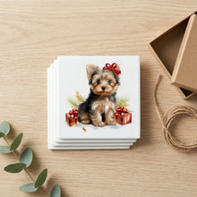Silky Terrier Puppy Drawing ceramic coasters set of 4, gift set