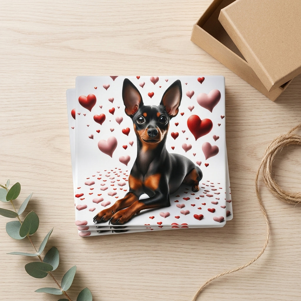Miniature Pinscher ceramic coasters set of 4, gift set