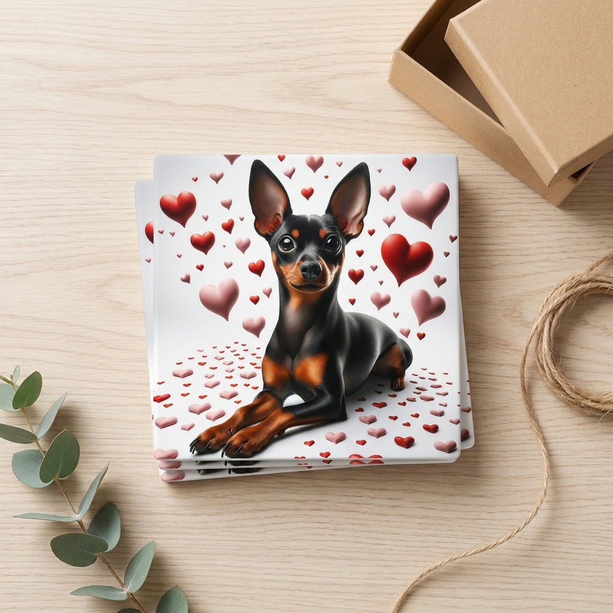 Miniature Pinscher ceramic coasters set of 4, gift set