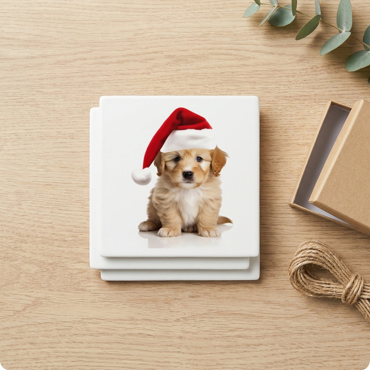 Lagotto Romagnolo Puppy ceramic coasters set of 4, gift set