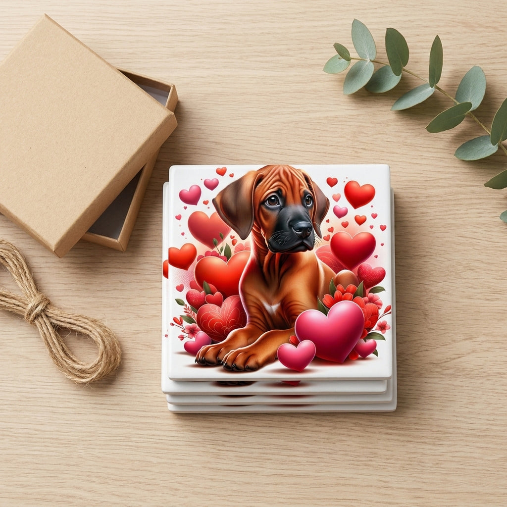 Rhodesian Ridgeback ceramic coasters set of 4, gift set