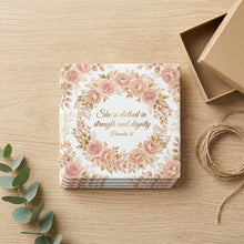 She Is Clothed In Strength ceramic coasters set of 4, gift set