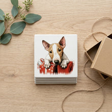 Bull Terrier Puppy Drawing ceramic coasters set of 4, gift set