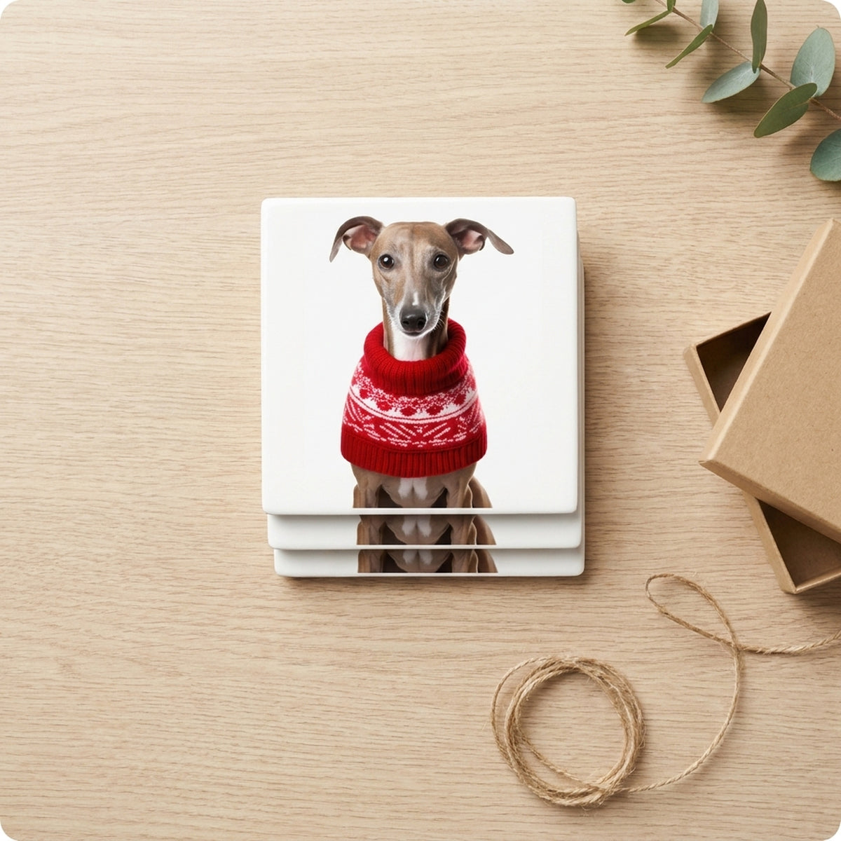 Azawakh ceramic coasters set of 4, gift set