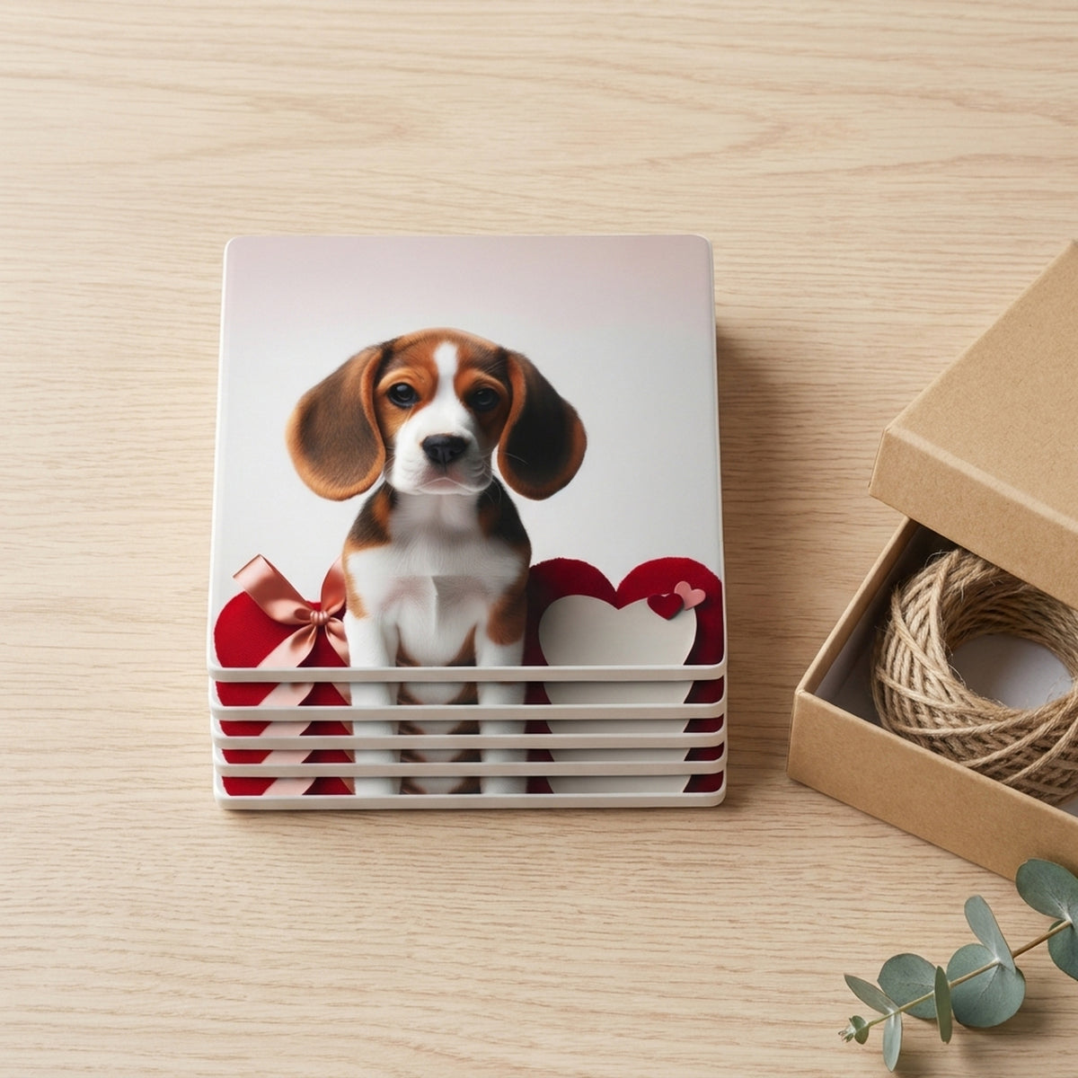 Beagle ceramic coasters set of 4, gift set