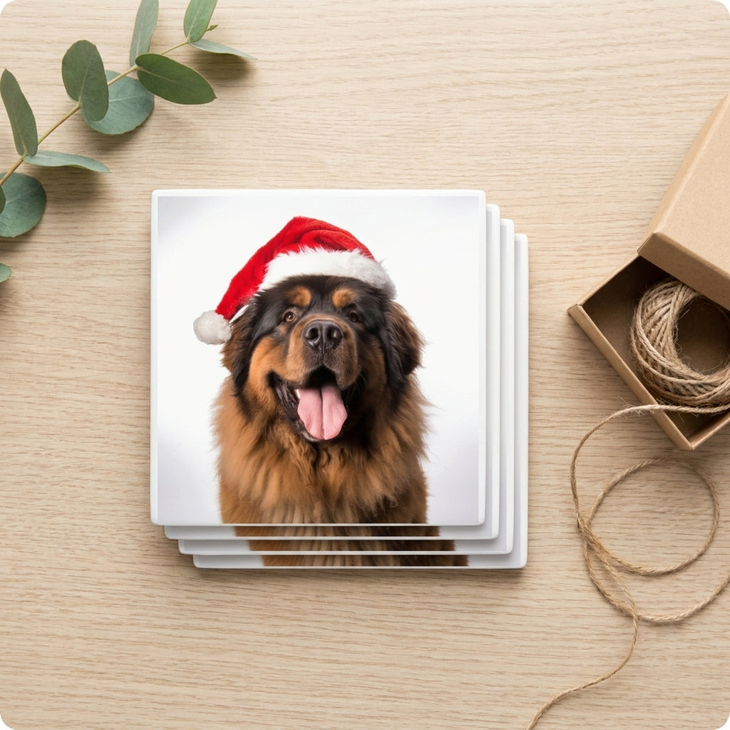 Tibetan Mastiff ceramic coasters set of 4, gift set