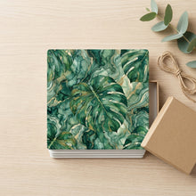 Tropical Monstera ceramic coasters set of 4, gift set