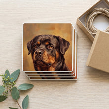 Rottweiler Portrait ceramic coasters set of 4, gift set