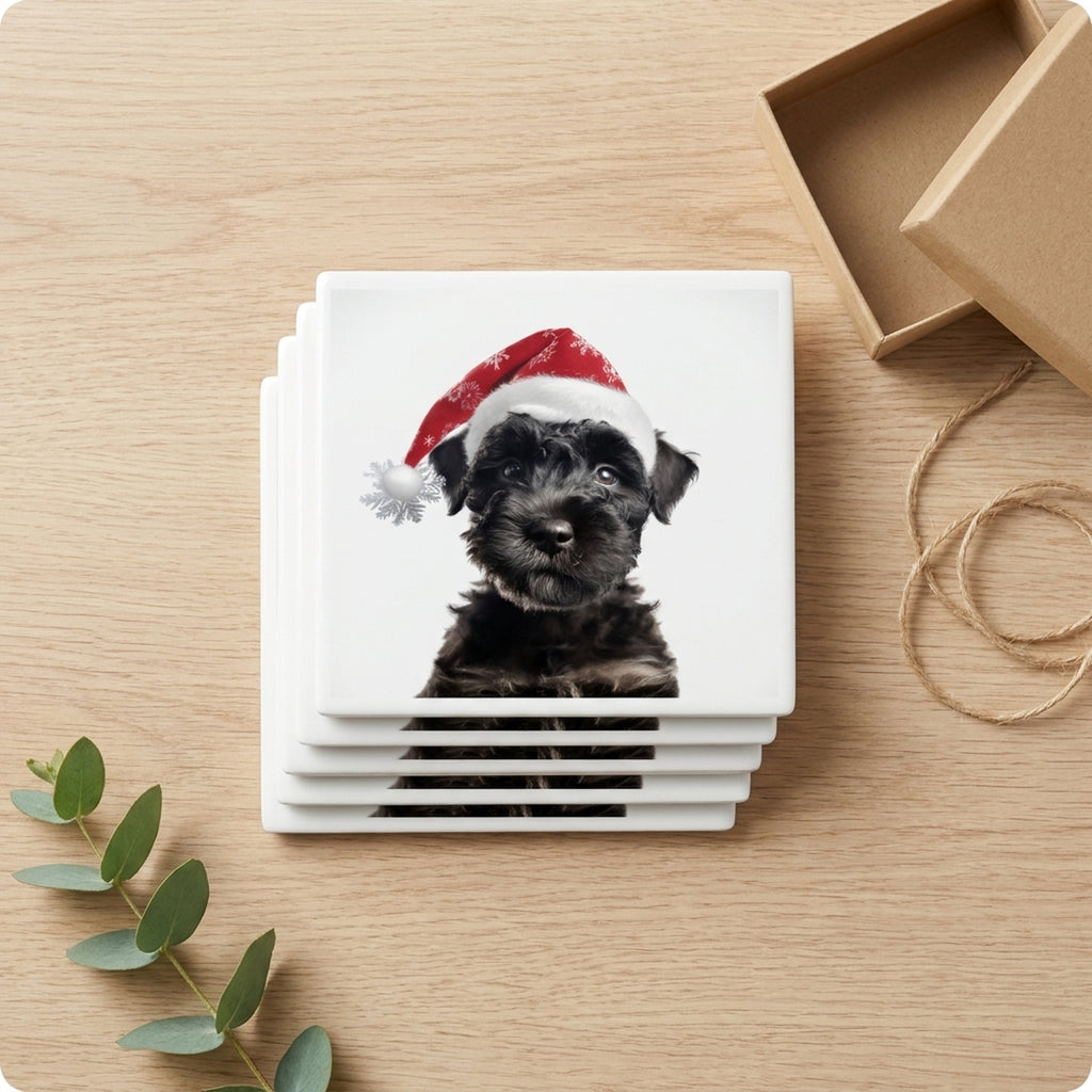 Kerry Blue Terrier Puppy ceramic coasters set of 4, gift set