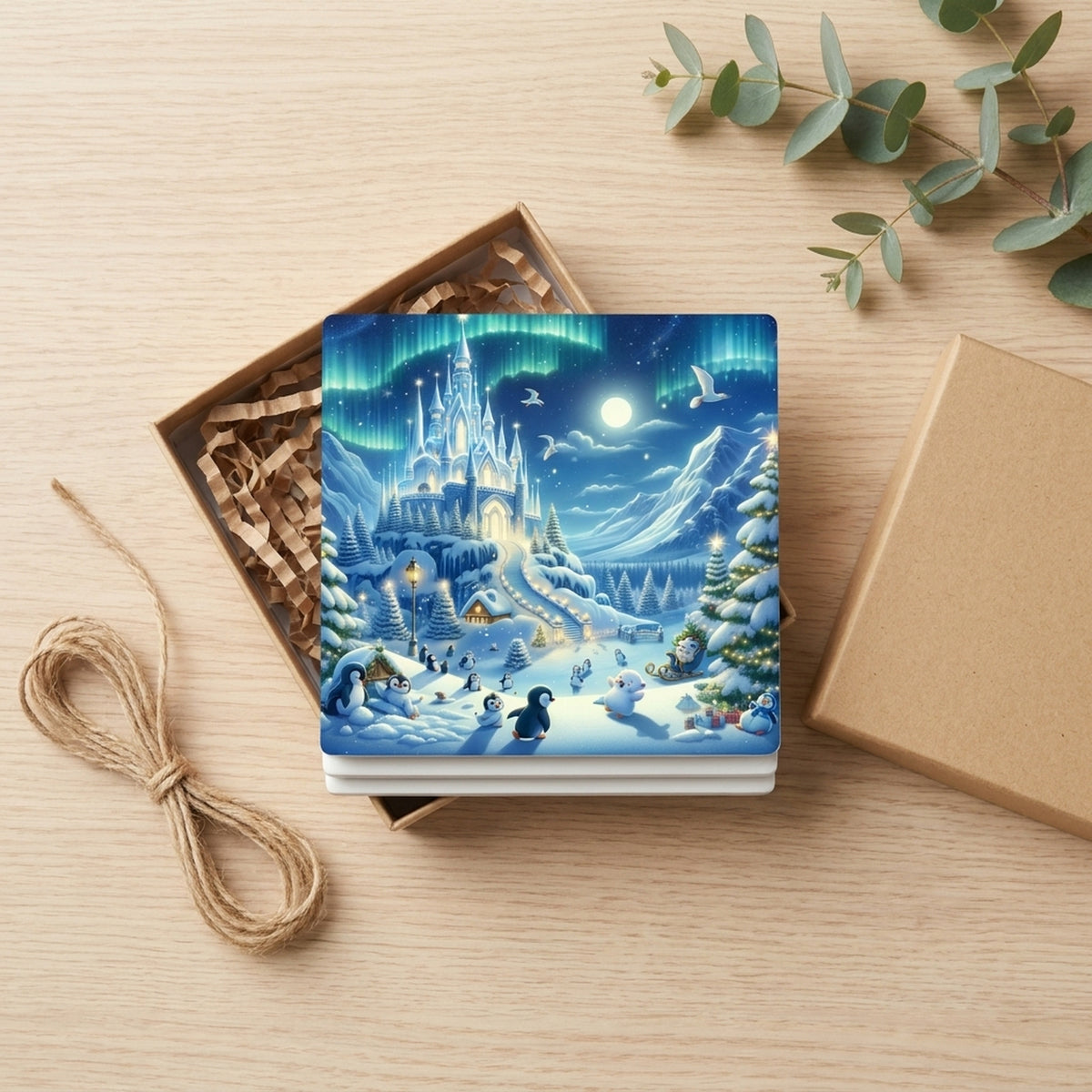 Aurora Ice Castle ceramic coasters set of 4, gift set