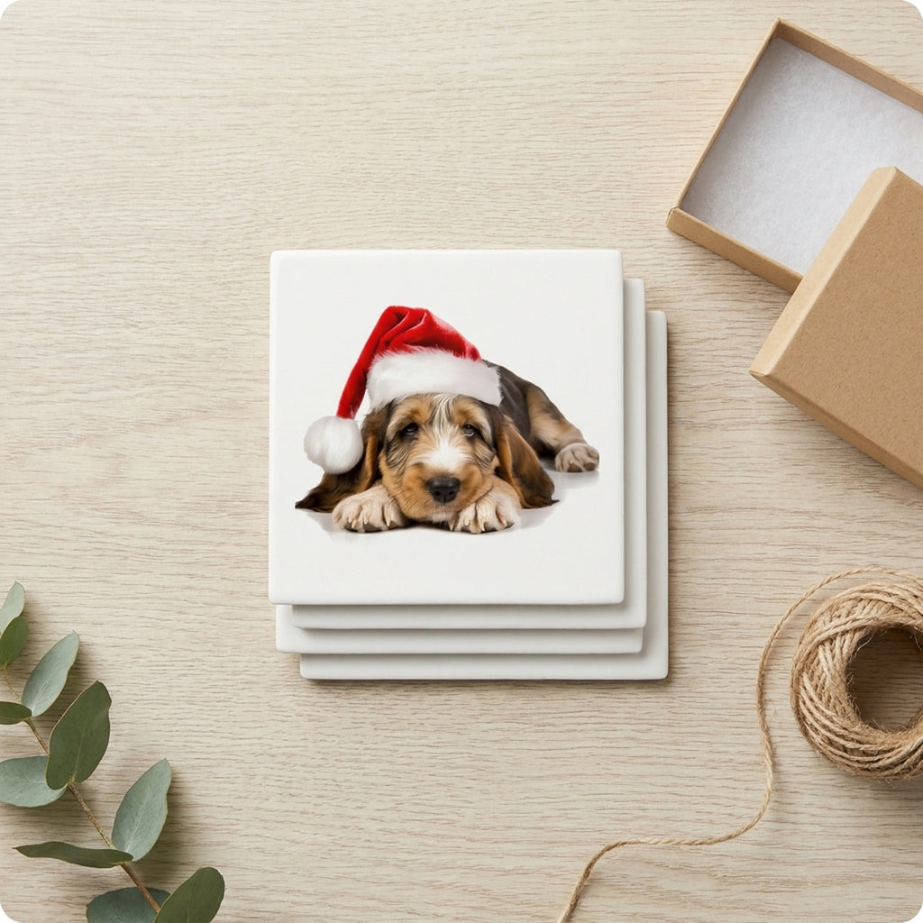 Grand Basset Griffon Vendéen Puppy ceramic coasters set of 4, gift set
