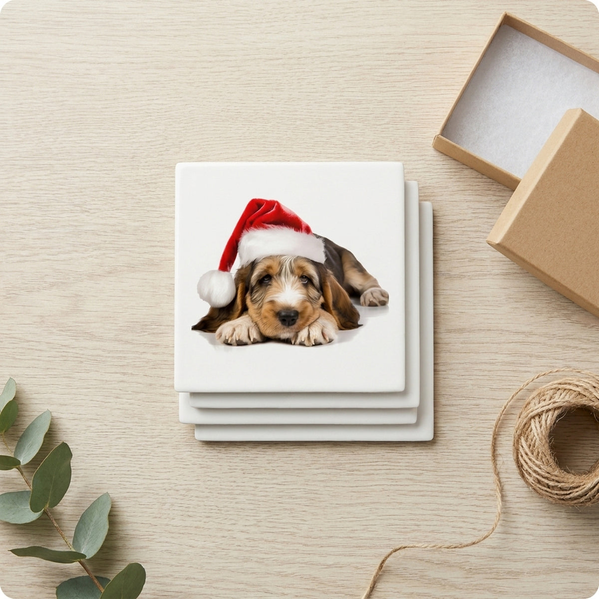 Grand Basset Griffon Vendéen Puppy ceramic coasters set of 4, gift set