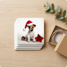Smooth Fox Terrier Puppy ceramic coasters set of 4, gift set