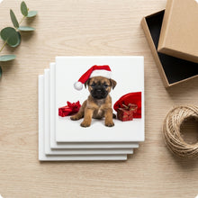 Border Terrier Puppy ceramic coasters set of 4, gift set