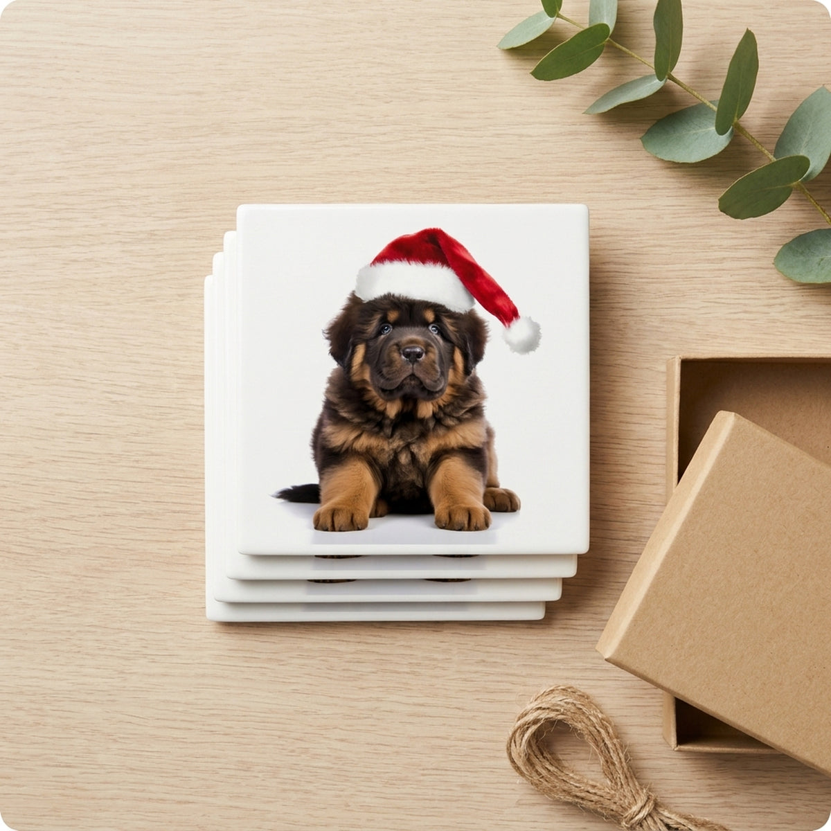 Tibetan Mastiff Puppy ceramic coasters set of 4, gift set