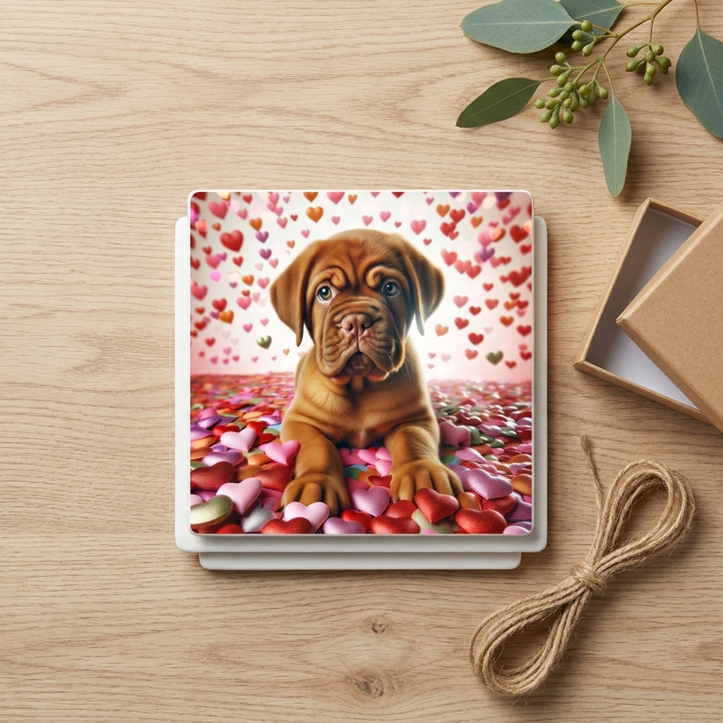 Dogue de Bordeaux ceramic coasters set of 4, gift set
