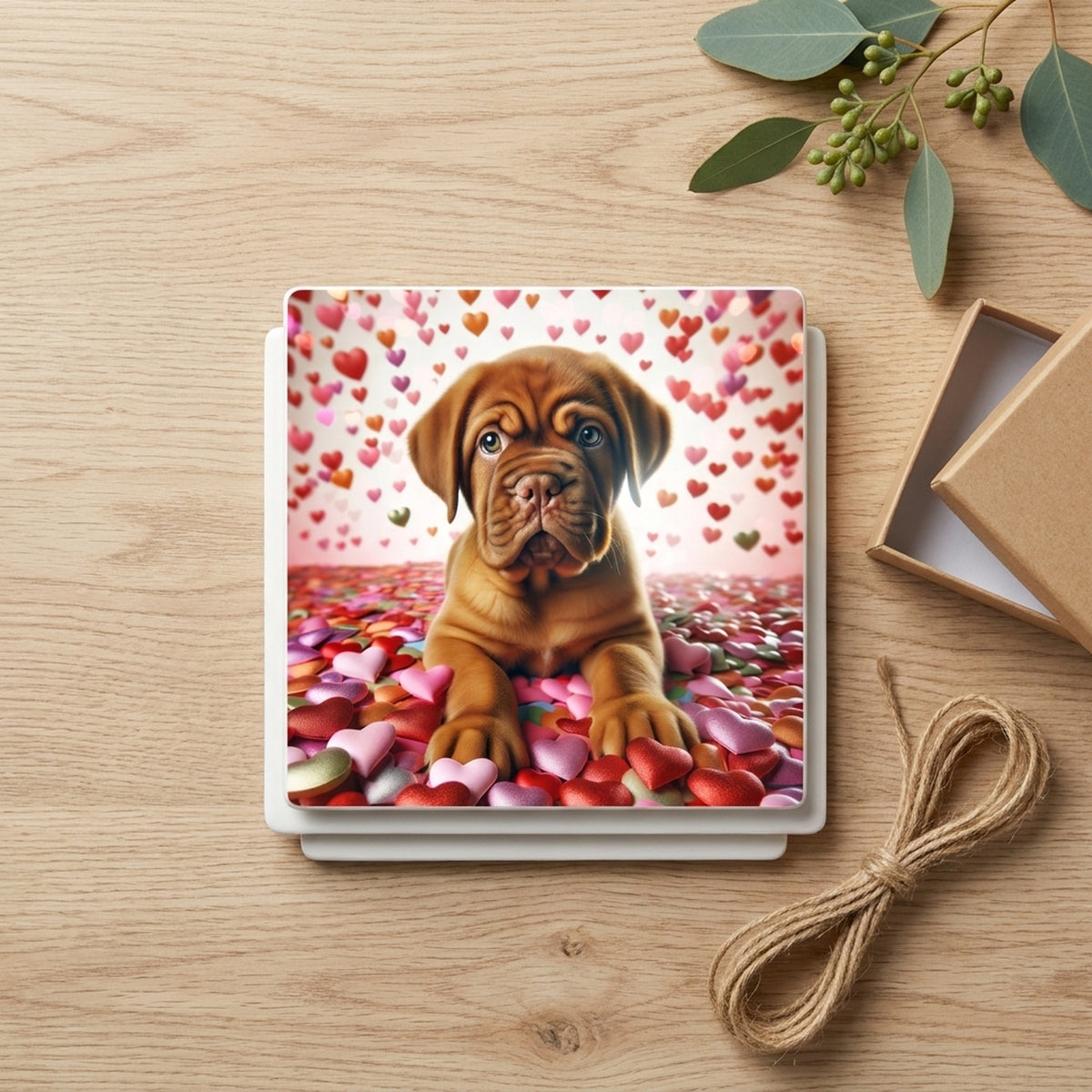Dogue de Bordeaux ceramic coasters set of 4, gift set