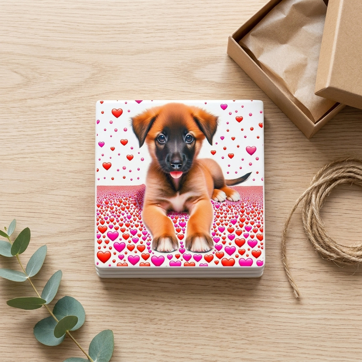Belgian Malinois ceramic coasters set of 4, gift set