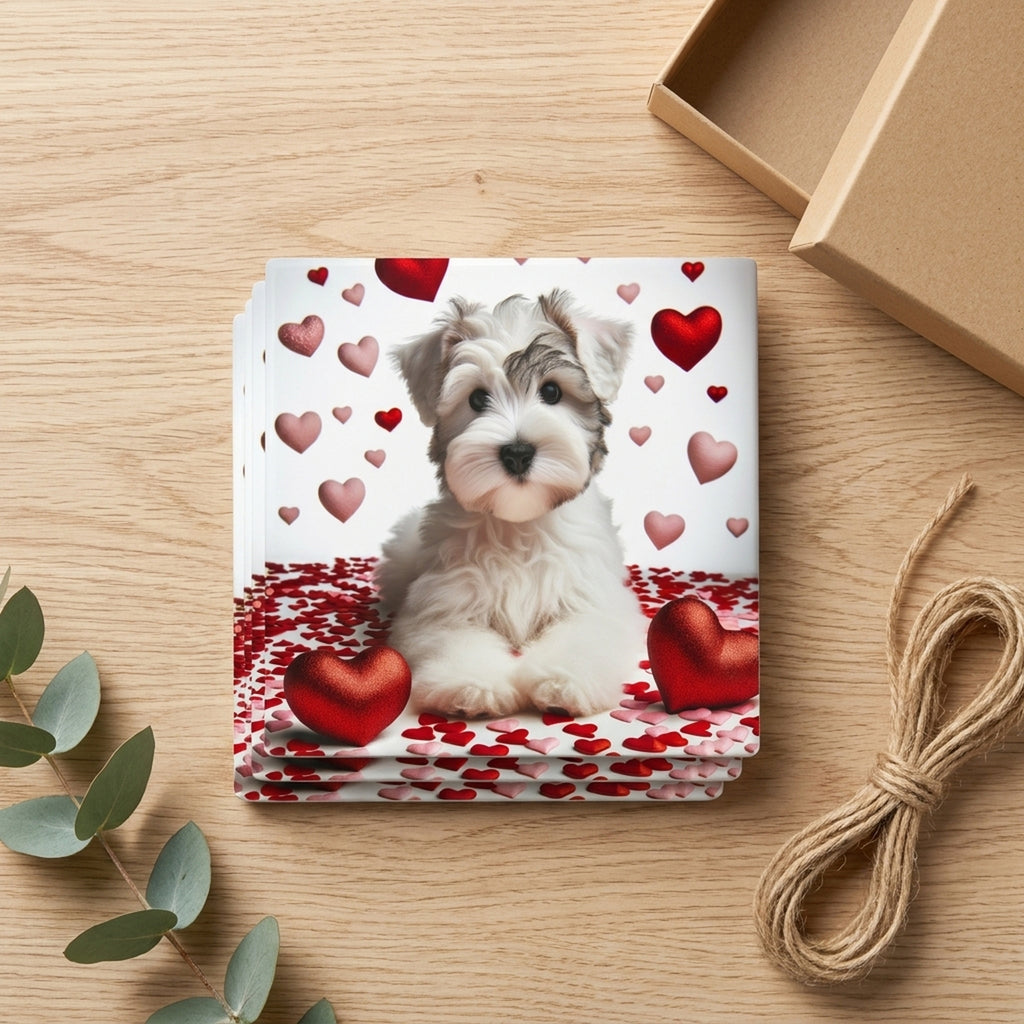 Miniature Schnauzer ceramic coasters set of 4, gift set