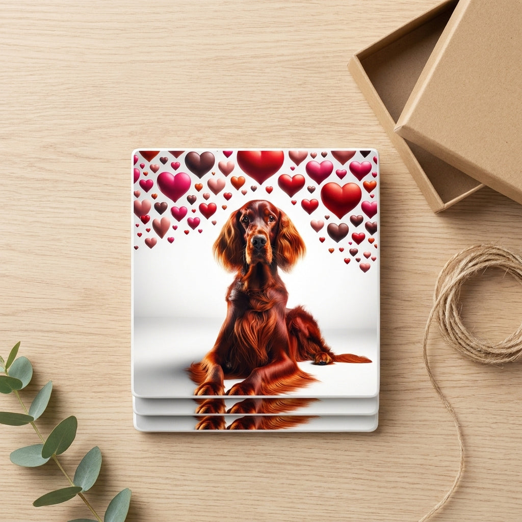 Irish Setter ceramic coasters set of 4, gift set